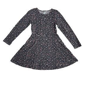 Place Girls Brown Black Leopard Print Long Sleeves A-Line Dress Size L 10/12